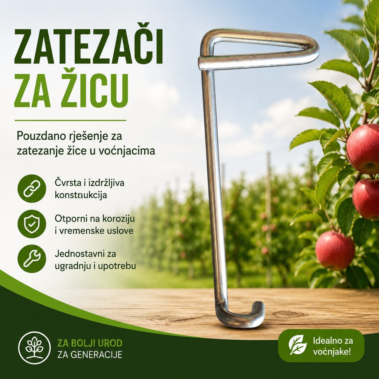Zatezači za žicu u voćnjacima